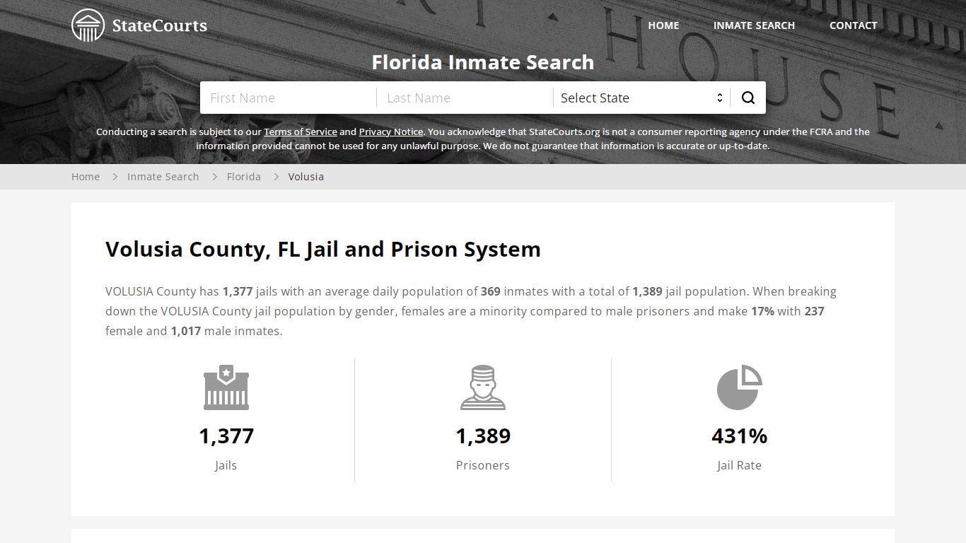 Volusia County, FL Inmate Search - StateCourts